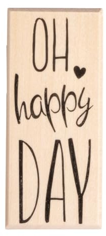 Rayher Stempel Holz, Oh happy day, 3 x 7 cm, Holzstempel zum Gestalten von Karten, Umschlägen, Geschenken, Butterer Stempel, 29272000