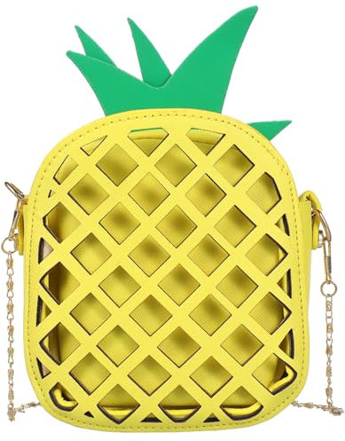 GLSTOY Lustige Ananas Umhängetasche PU für Frauen Kette Crossbody Tasche mit Moderater Kapazität für Handy und Accessoires für Schule Arbeit und Freizeit