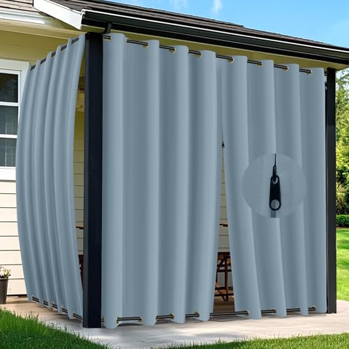 Arfntevss Outdoor-Vorhänge für Terrasse, wasserdicht, 2 Paneele, Verdunkelungsvorhänge, extra breite Vorhänge mit Reißverschluss Oben und unten, mit Ösen, Sonnenblockierung, für Pavillon, Veranda