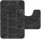 Achiiso Badezimmerteppich Set, Badematten Set 2 Teilig Waschbar, Super Absorbierende Badematten, Mikrofaser Badematte rutschfest, Maschinenwaschbares Bad Teppiche Set (Holzkohle,U40x50cm + 50x80cm)