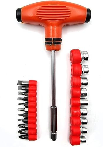 22-Piece T-Handle Screwdriver Bit Set – Multi-Bit Driver Kit with Hex Sockets & Screwdriver Bit