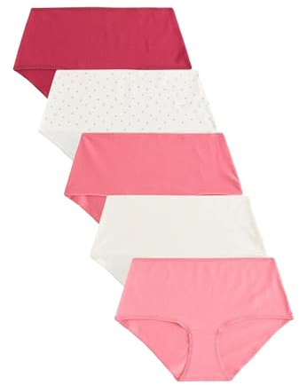 NEXT Damen Midi-Slips mit hohem Baumwollanteil, 5er-Pack Berry Pink 44