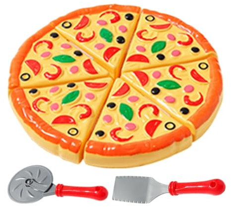 Pizza Toy Set for Kids - Fake Food Kitchen Toy, Toddler Pizza Cutting Set | Pretend Cooking Play with fake-knifes and Plate, Interactive Playhouse Accessory for Imaginative Role Play Fun