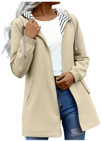 KOG Regenjacke für Damen Wasserdicht Radjacke Leichte Windjacke Outdoor Jacken Einfarbig Oberteil Frau Regenponcho Große Größen Trainingsjacke Winter Jacken Windbreaker Mode Regencape Laufjacke