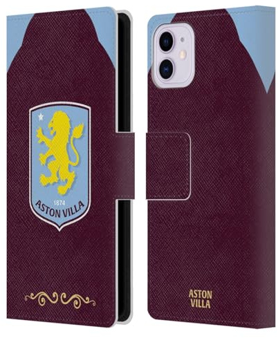Head Case Designs Officially Licensed Aston Villa Football Club Home 2025/26 Crest Kit Leather Wallet Case Compatible With Apple iPhone 11