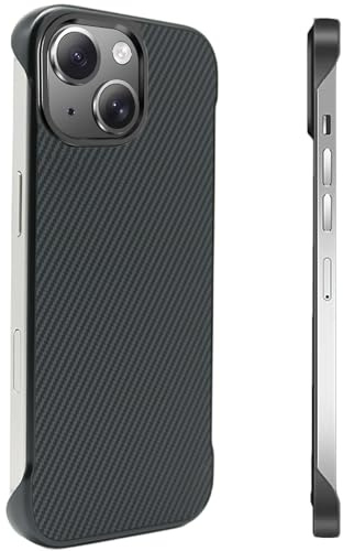 FAOMSEBS Senza Bordo Cover per iPhone 14 Plus (Texture in Fibra di Carbonio) (Sensazione di Metallo Nudo) Anti-impronte Custodia per iPhone 14 Plus Cover con Rapida Dissipazione del Calore
