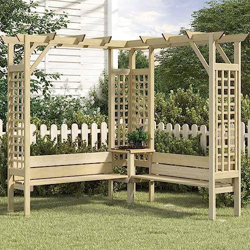 Nqyjm Eck-Pergola mit Bank Kiefernholz Imprägniert für Garten, Terrasse, Außende