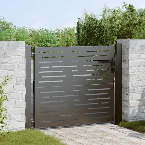 ChicAbode Gartentor Schwarz 110 x 105 cm Pulverbeschichteter Stahl A388