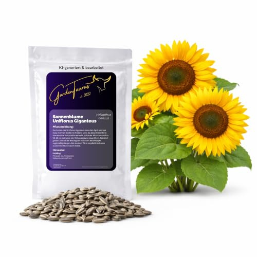 Sonnenblumensamen Uniflorus Giganteus 1 kg – Riesensonnenblumen Saatgut für ca. 200 m² – Großblumige Garten Sonnenblumen Samen – Ideal für Garten, Bienen & Vögel