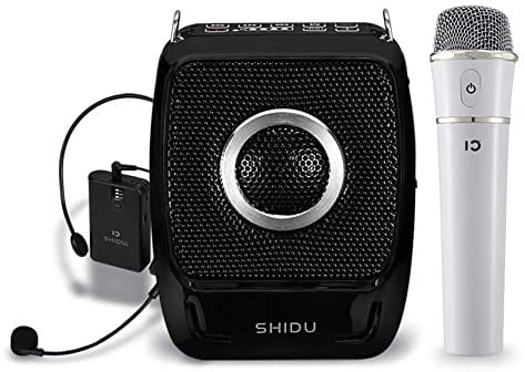 Amplificatore vocale portatile bluetooth amplificatore di voce senza fili portatile SHIDU 25W ricaricabile sistema pa con cuffie e microfono a mano er insegnanti, canto,allenatori, guide turistiche