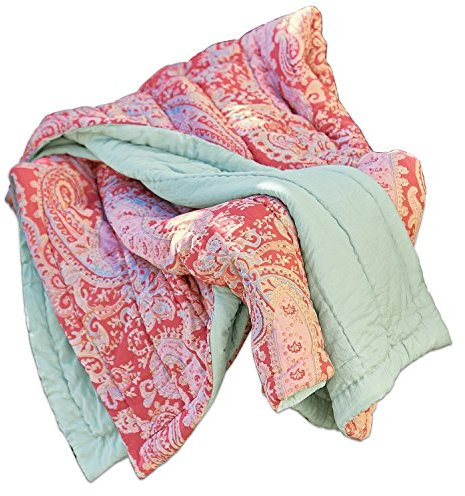 Loberon Plaid Aram, Traumhaftes Paisley-Muster, Unifarbene Rückseite, Wohntextilien, Wohndecke, Tagesdecke, Wendedecke, Baumwolle, bunt