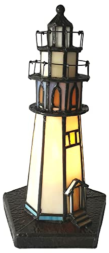 Clayre & Eef Tischlampe Tiffany Leuchtturm Ø 12x28 cm E14/max 1x25W LumiLamp 5LL-6053
