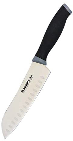 Marietti 1235TP SANTOKU Granton Klingenmesser, Glatte Klinge, Schwarz/Grau, 18cm Klingenlänge