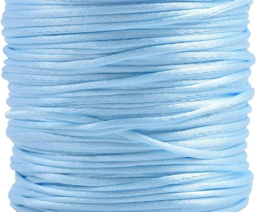 KONMAY 1 rotolo di cordoncino in seta satinata, 73 metri, 1 mm, blu chiaro, per nodi cinesi, kumihimo, perline, macramè, creazione di gioielli