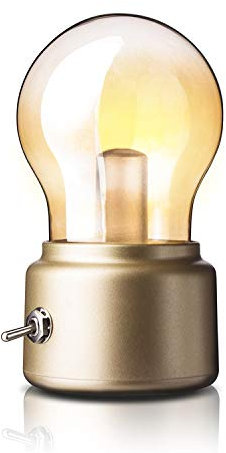 EONANT Retro-Glühbirne Nachttischlampe, kreative wiederaufladbare USB-Nachtlicht, altmodische LED-Tischlampe, Schlafzimmer Nachttischlampe, Desktop dekorative Glühbirne kleine Tischlampe (Gold)