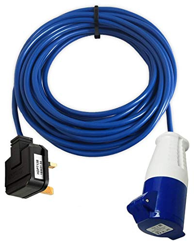 13A PLUG TO 16A BLUE SOCKET EXTENSION LEAD 5M 10M 15M 25M CARAVAN EVENT ADAPTER (10 Metre)