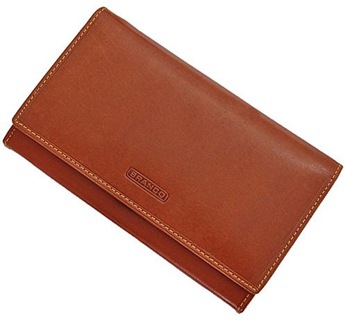 GoBago Elegante Damen Geldbörse Leder Portemonnaie Geldbeutel mit Bügelverschluss (Cognac)