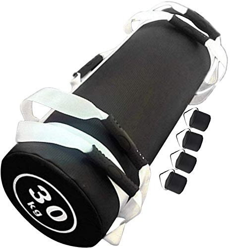 Fitness Sandsack Krafttraining Power Bag PVC Verstellbarer Gewichts Sandsack mit Griffen Für Gewichtheben, Laufen, Sport, Krafttraining Und Funktionelles Training Grand,White 30kg (empty leather)
