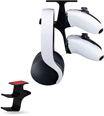 Brainwavz The Treo - Under Desk/Shelf Dual Gamepad Controller & Headphone Hanger Holder Stand - Designed for Xbox ONE, PS4, PS3, PS5, Dualshock, DualSense, Switch, PC, Steelseries, Steam & More