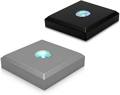 Zelaro Led-Sockel Untersetzer – Farbwechsler Leuchtsockel, Geschenkidee für Männer und Frauen zum Valentinstag, Hochzeit oder Jahresstag - Ideal für 2D und 3D Glasblock. (5er LEDs in Schwarz)