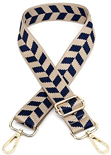 Verstellbarer Schultergurt Taschengurt Breit Schulterriemen Umhängegurt Herren Taschenriemen Damen Zubehör Tragegurt Längenverstellbarer für Schultertasche Tragetaschen und Handtaschen Beige&blau