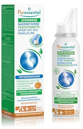 Puressentiel – Spray Hygiène Nasale Hydratant– Nettoyage du Nez en douceur – Spray Nasal Isotonique 100 pourcent Naturel – Eau de mer & Calendula Bio – Dispositif Médical – 100 ml