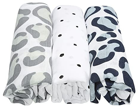 Mother hood Spucktücher Premium, Stoffwindeln, Mullwindeln, 3-er Set, Öko-Tex Standard 100, 100% naturreine Baumwolle, 70 x 80 cm (Leo blau), 078/166