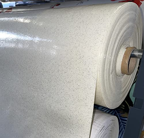 KGS Nappe Bulgommes Imprimée Paillettes - Au mêtre (140_x_350_cm, Blanc)