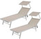 Baroni Home Tumbona con estructura de aluminio y techo parasol. Cómoda y resistente cama de jardín, playa, piscina revestida de textileno 60 x 190 x 35 cm (gris 2 unidades)