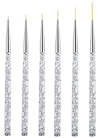 JCKD 6 pièces Pinceaux pour manucure, pinceaux de peinture professionnels | Fabriqué à partir de fibres de haute qualité, il ne se déforme pas facilement, est facile à nettoyer et très résistant.