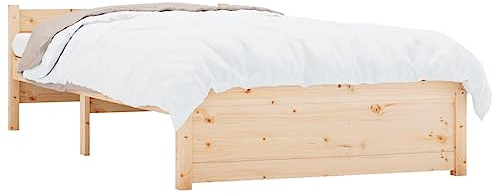 vidaXL Massivholzbett, Bett Holzbett für Schlafzimmer, Bettgestell Bettrahmen mit Kopfteil Lattenrost, Einzelbett Schlafzimmerbett, 90x190cm