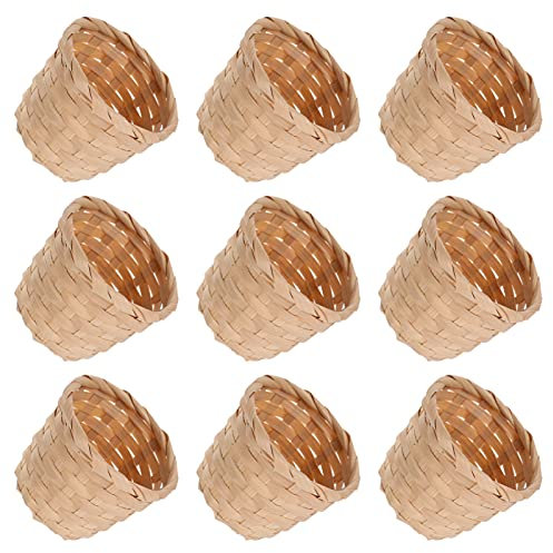 DOITOOL cestino vimini piccolo : 10 Mini Cestini Intrecciati per Dolcetti E Decorazioni Mini Cestini Intrecciati Senza Manici per Bomboniere Decorazioni Artigianali (7. 5X7. 5X6 Cm)