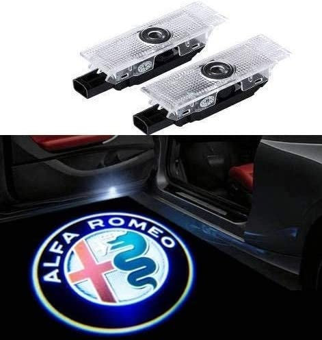 Duleutgnu Set of 2 Entry Lighting Car Door Logo Projection Welcome Ghost Shadow Decorative Lights 3D Emblem Lamp Glass Lens for Alfa Romeo No Fading