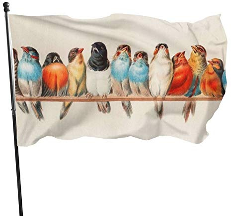 Gartenflagge, bunte Vögel, Hof, Haus, Außendekoration, Flaggen, Banner für Terrasse, Rasen, 3 x 5 Ft