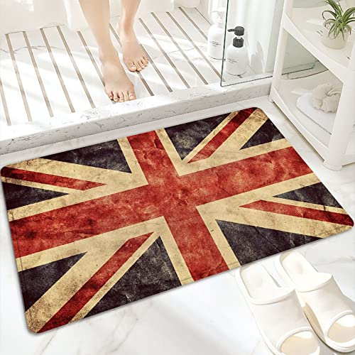 Badematte, rutschfest Waschbar Badezimmerteppich 60x100 cm,Das Vereinigte Königreich oder Union Jack Grun,Badvorleger mit Wasserabsorbierenden, Weichen Mikrofasern für Badewanne, Dusche und Badezimmer