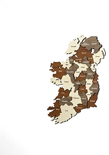 Colorfull Worlds Mehrschichtige Holz-3D-Wandkunst, Irland, Geschenk für irischen Freund, Irland, Holz-Wanddekoration, Wandkunst für Reisende (90 x 69 cm | 89,9 x 69,1 cm)