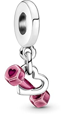 BEEUVIP Damen Kurzhantel Charm Anhänger für Armband 925 Sterling Silber Geburtsstein Charms Beads passend für Armband