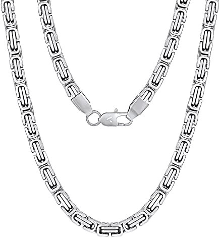 VEXXS Royal Byzantine Chain, 18K Real Gold Plated Gold Chain Men’s Curb Chain Necklace, Durable No Color Fading 4mm 6mm Men’s Necklace Chain Street Wear Hip Pop Necklace Chain Urban Fashion Jewelry