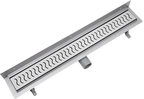 VOGI Duschrinne mit Wandaufkantung Edelstahl Komplettset (Wandablauf) mit dem Rost ONDA Ablaufrinne Siphon mit Geruchsstop, 25 Jahre Garantie, Länge 70 cm