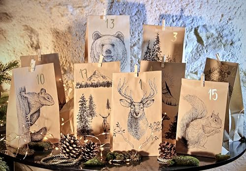 KONTARBOOR Adventskalender zum selber befüllen - Waldtiere, braun