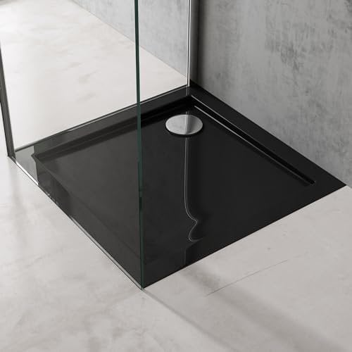 doporro Piatto Doccia 70x70 H 4 cm Quadrato in Acrilico Nero Design Bordato Resistente a Urti e Graffi - Faro1