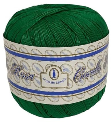 Cotone per Uncinetto numero 8 Filo di Scozia Gomitolo da 100 gr (VERDE BANDIERA 195)