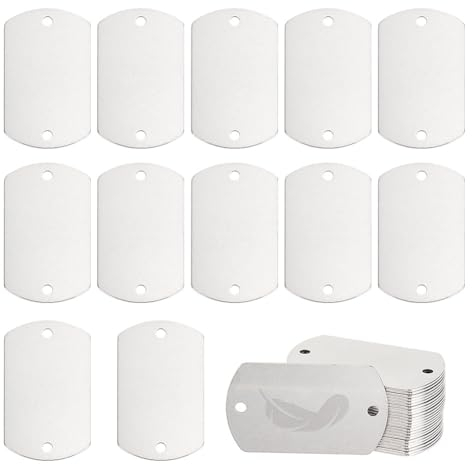 OLYCRAFT 25 Stück Stempelrohlinge Ovale Gravurrohlinge Hundemarke Mit 2 Loch Anschluss 201 Edelstahlanhänger Stempelanhänger Für DIY Bastel Und Schmuckherstellungsbedarf - 3x5cm