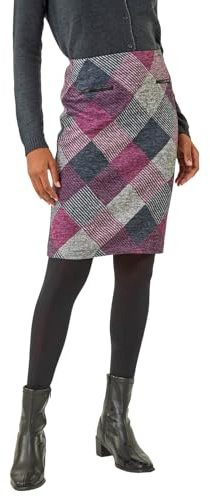 Roman Originals Short Skirt for Women UK Ladies Brushed Lined Stretch A-Line Winter Autumn Smart Casual Mini Fitted Bodycon Jersey Pull On Elasticated Waist Work Party - Rose Grey - Size 10