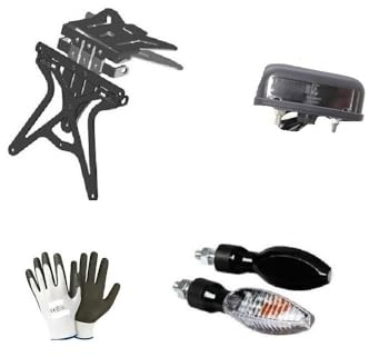 KOMPATIBEL MIT BETA Motor RR 125 Motard LC UNIVERSELLES, Nicht SPEZIFISCHES, VERSTELLBARES Motorrad-FÜHRERSCHEIN-FÜHRERSCHEIN-Halter-Set + 2 GLÜHBIRNEN-Blinker + KENNZEICHENLICHT
