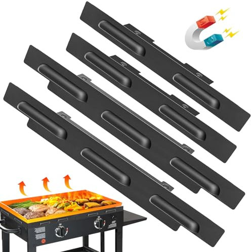 Windschutz für Blackstone 71,1 cm Grillplatte – Edelstahl, magnetisch, Blackstone-Grillzubehör, schützt Flamme, hält Hitze, spart Gas, kompatibel mit hinterer Fettschalenhaube, Seitenablage (schwarz)