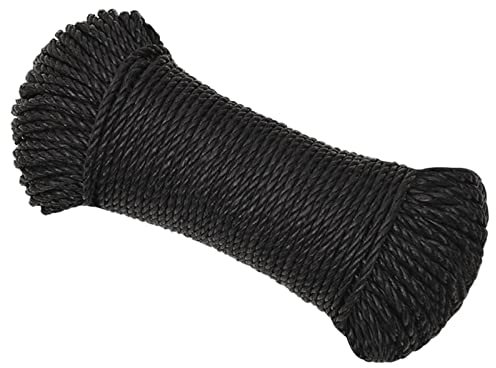 Gecheer Corde de Travail Noir 8 mm 50 m Polypropylène, Multifonctionnel Corde en Polypropylène pour Gréement, comme Amarre