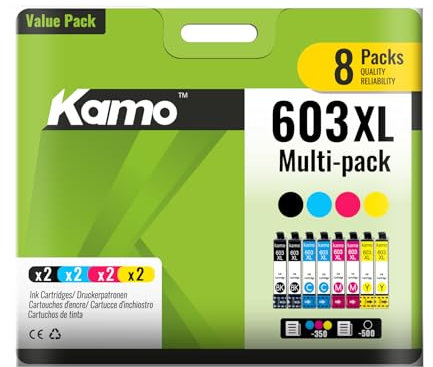 kamo 603XL (8er-Pack) Multipack Druckerpatronen Kompatibel mit Epson 603 603 XL - für Expression Home XP-2100 XP-2105 XP-3100 XP-3105 XP-4100 XP-4105, Workforce WF-2810 WF-2830 WF-2835 WF-2850 WF-2870