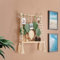 Lieson Wandregal Holz Makramee Wandbehang Regal Wand Boho Deko Schweberegal Grüne Blätter Quasten Handgewebte Natürliches Treibholz Hängeregal Schwimmende Regale Für Wohnzimmer Schlafzimmer