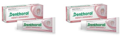 Denthoral Dentifricio Denti Sensibili, 75ml x 2, Pasta, Dentifricio per Denti Sensibili, Non aromatizzato